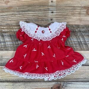 Build A Bear Workshop BABW Floral Red Dress White Lace (OS) Plush Doll Accessory